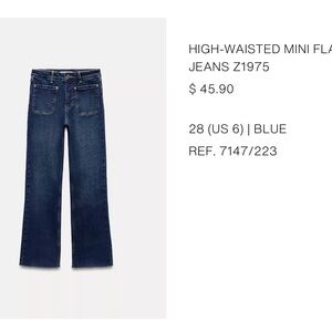 Zara High-Waisted Mini Flare Leg Ankle Jeans